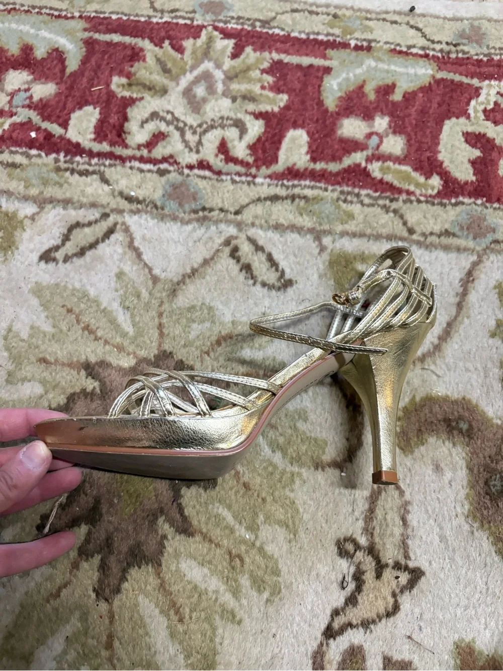 Chinese Laundry Metallic Gold Strappy Heels